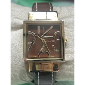 Maurice’s Gold Tone Brown Band Womens Cuff Watch